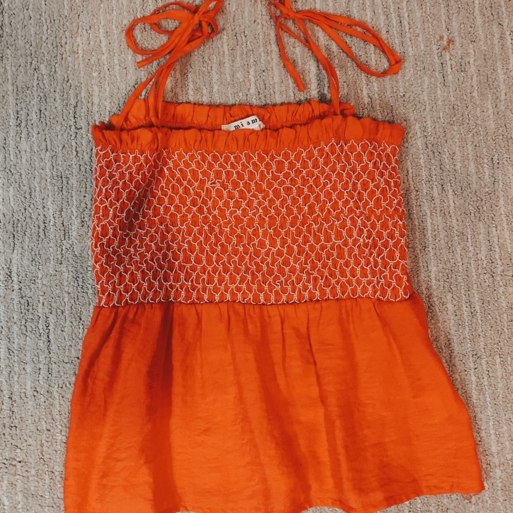 Orange peplum tank top